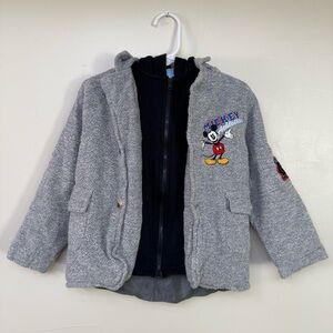 Disney Mickey Mouse 2-in-1 Blazer Hoodie Jacket Boys 4T Grey Black